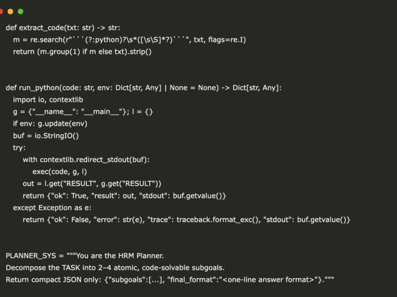 A Coding Guide to Building a Brain-Inspired Hierarchical Reasoning AI Agent with Hugging Face Models